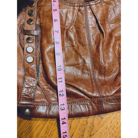 B Makowsky leather bag, super soft leather, animal print lining silver studs des - Picture 6 of 8